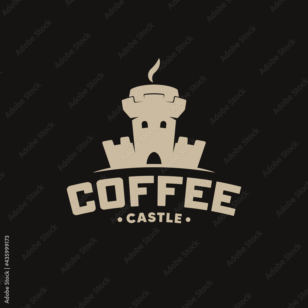 Naklejka premium Coffee castle. Creative logo. Isolated on white