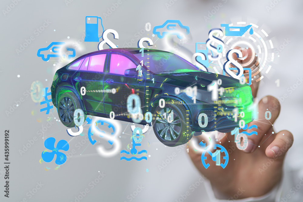Obraz premium Car insurance concept. Safety of auto. Car 3d