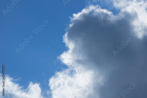 big  grey Cloud in front of blue sky in summer 