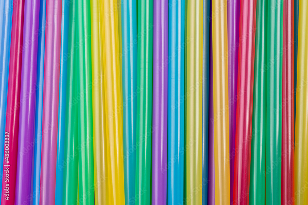 Top view of mixed colored plastic straws Top view of mixed colored plastic straws