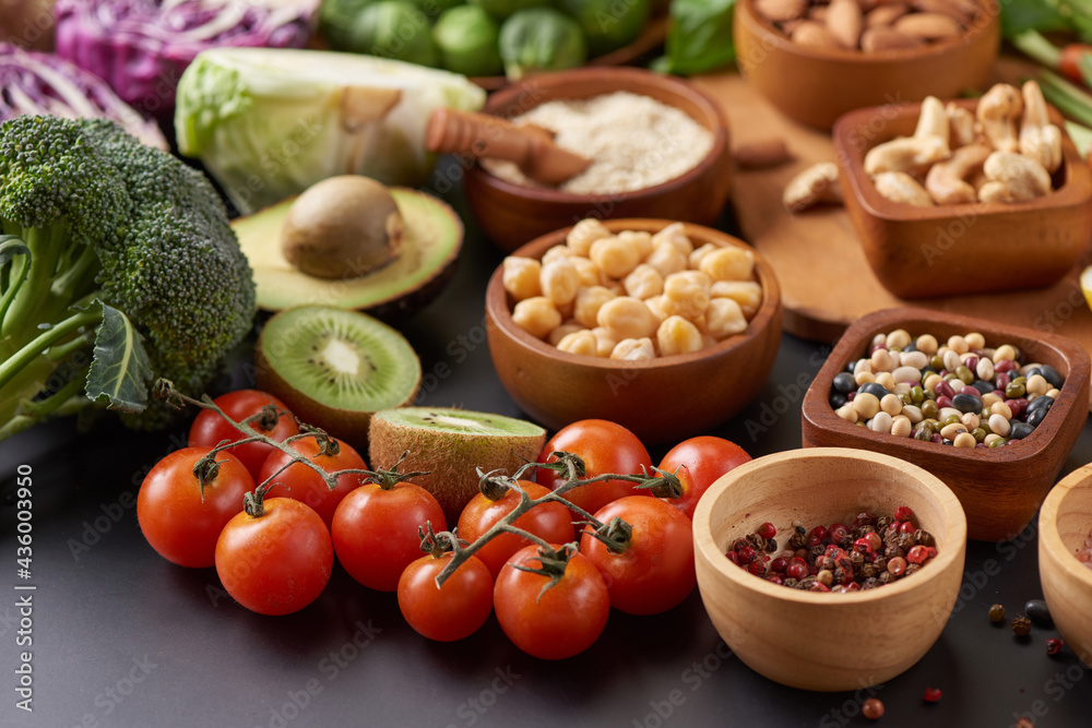 Different vegetables, seeds and fruits on table. Healthy diet..vegetarian, vegan food cooking ingredients. Flat-lay of vegetables, fruit, beans, cereals, kitchen utencil, dried flowers, top view. Different vegetables, seeds and fruits on table. Healthy diet..vegetarian, vegan food cooking ingredients. Flat-lay of vegetables, fruit, beans, cereals, kitchen utencil, dried flowers, top view.