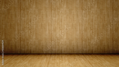 Fototapeta Naklejka Na Ścianę i Meble -  Concept conceptual vintage or grungy brown background of natural wood or wooden old texture floor and wall as a retro pattern layout. A 3d illustration metaphor to time, material, emptiness,  age 