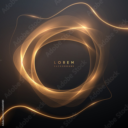 Abstract golden circle lines with glow effect