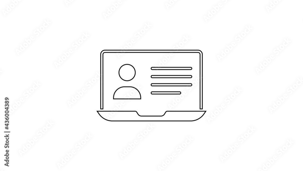 Black line Online class icon isolated on white background. Online education concept. 4K Video motion graphic animation Black line Online class icon isolated on white background. Online education concept. 4K Video motion graphic animation