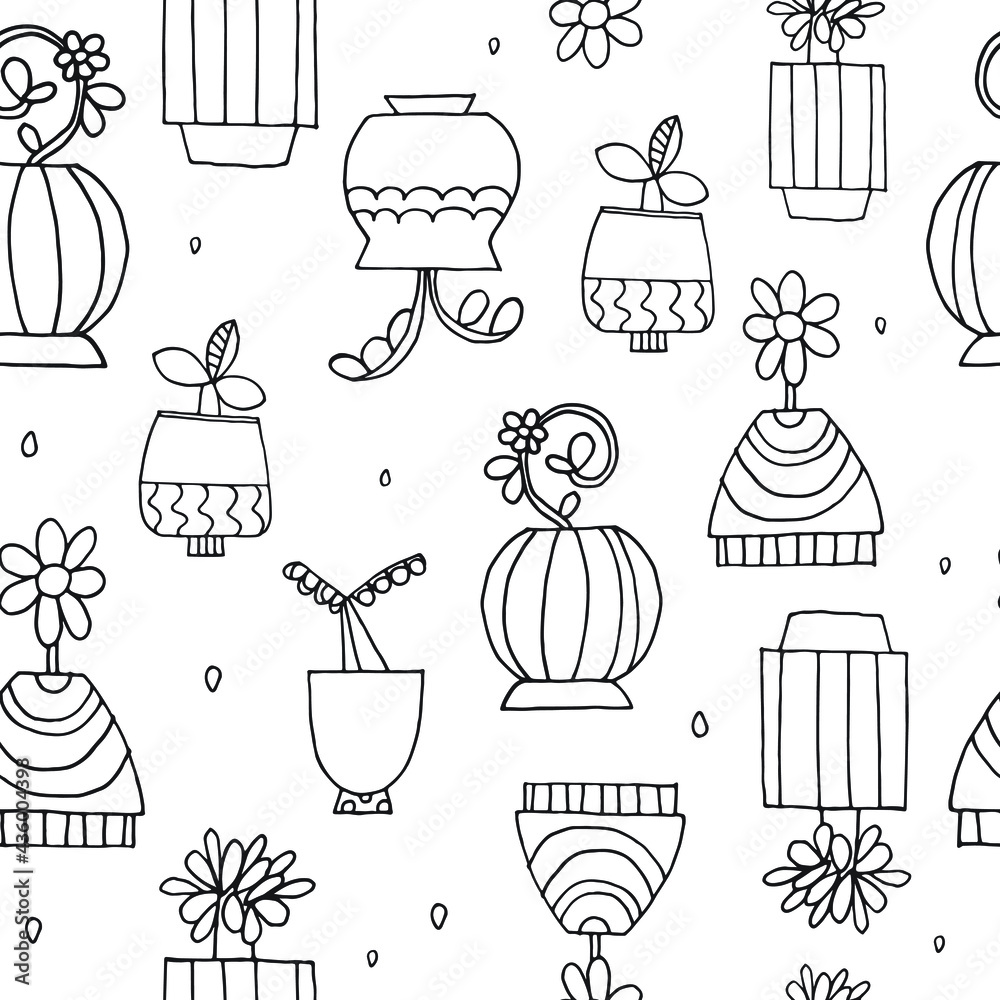 Flores e plantas. Padrão vectorial.