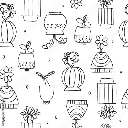 Flores e plantas. Padrão vectorial.