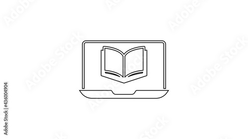 Black line Online class icon isolated on white background. Online education concept. 4K Video motion graphic animation