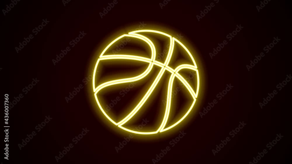 Glowing neon line Basketball ball icon isolated on black background. Sport symbol. 4K Video motion graphic animation Glowing neon line Basketball ball icon isolated on black background. Sport symbol. 4K Video motion graphic animation