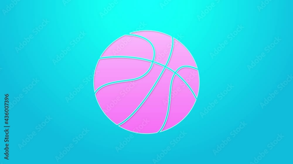 Pink line Basketball ball icon isolated on blue background. Sport symbol. 4K Video motion graphic animation Pink line Basketball ball icon isolated on blue background. Sport symbol. 4K Video motion graphic animation