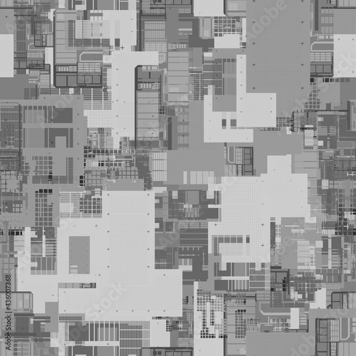 Seamless repeating pattern of height maps. Can be used for futuristic objects in 3D