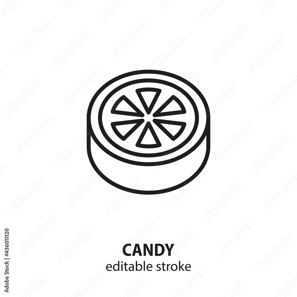 Caramel vector icon. Line sign of sweets. Editable stroke.