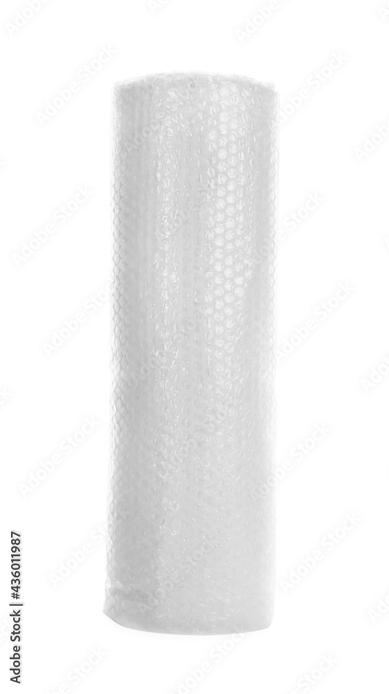 Transparent bubble wrap roll isolated on white Transparent bubble wrap roll isolated on white