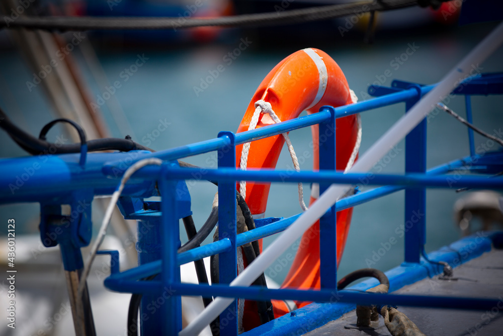 Life Buoy Rescue Ring on a fishing boat Life Buoy Rescue Ring on a fishing boat