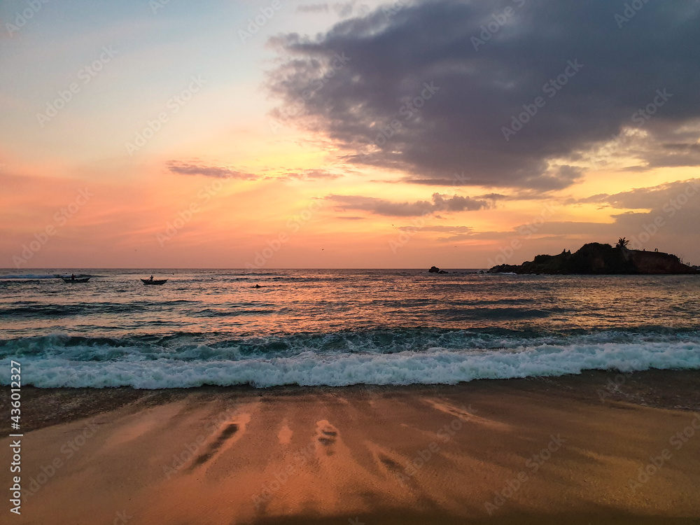 Sunset in Mirissa east beach, Sri Lanka