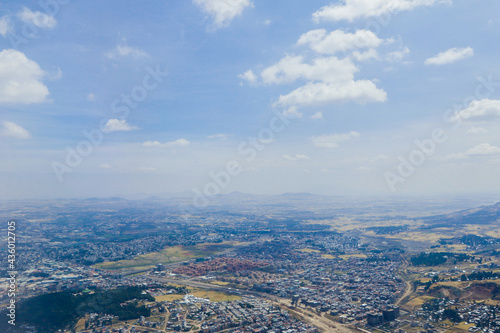 Panoramic View to the African Capital Addis Ababa from the Airplane Window, Ethiopia