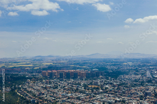 Panoramic View to the African Capital Addis Ababa from the Airplane Window, Ethiopia photo