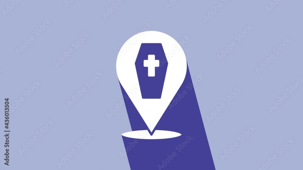 White Coffin with christian cross icon isolated on purple background. Happy Halloween party. 4K Video motion graphic animation White Coffin with christian cross icon isolated on purple background. Happy Halloween party. 4K Video motion graphic animation