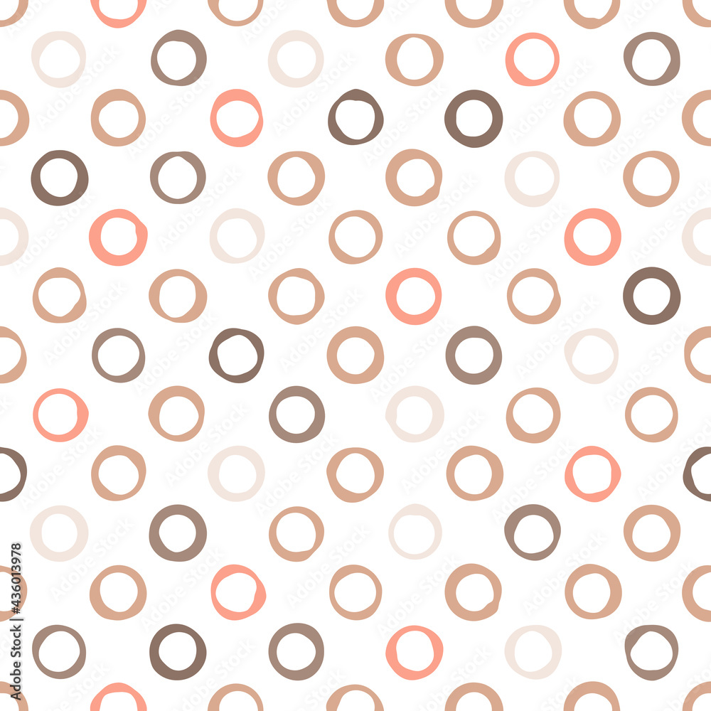 Vector brown doodle bubble seamless pattern. Hand drawn repeat background. For fabric, wallpaper, scrapbooking, card, invitations or wrapping.