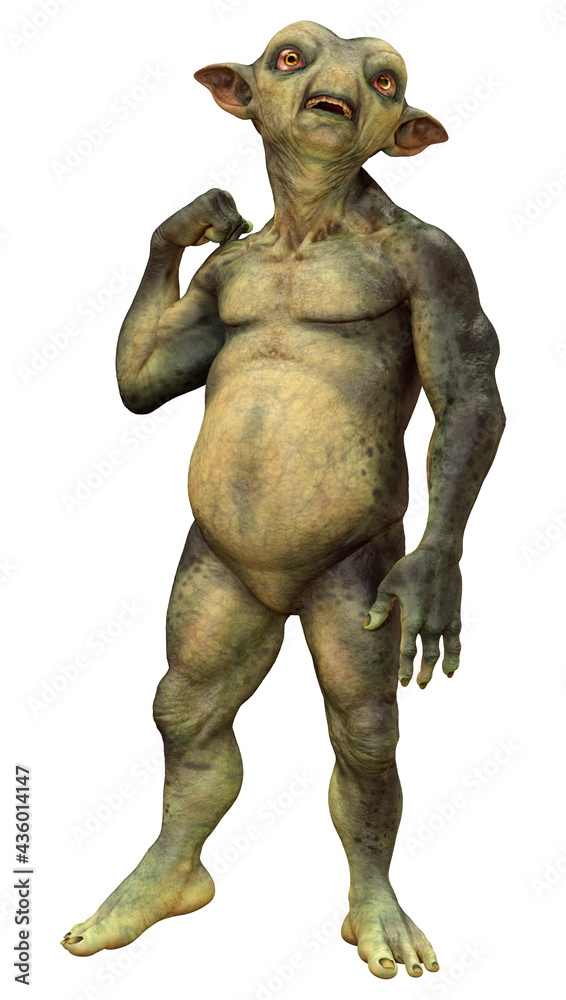 3D Rendering Green Alien on White 3D Rendering Green Alien on White
