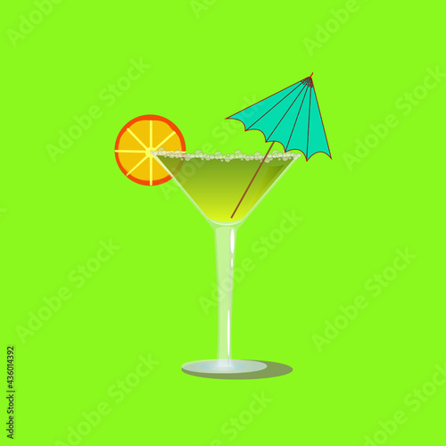 summer refreshing cocktail with martini and orange in a glass