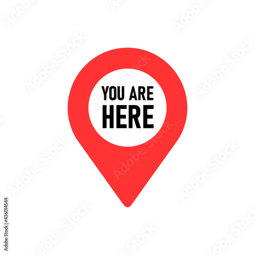 You are here. Red Map pointer icon. GPS location symbol. Flat design style.