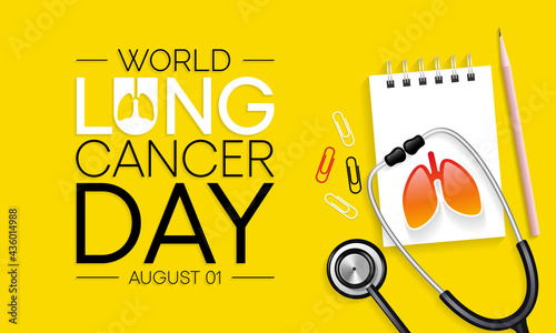 World Lung Cancer day is observed every year on August 1st, it is cancer that starts in the lungs. When a person has cancer, they have abnormal cells that cluster together to form a tumor. Vector art