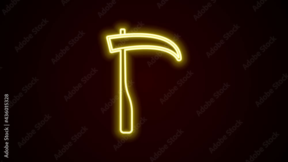 Glowing neon line Scythe icon isolated on black background. Happy Halloween party. 4K Video motion graphic animation Glowing neon line Scythe icon isolated on black background. Happy Halloween party. 4K Video motion graphic animation