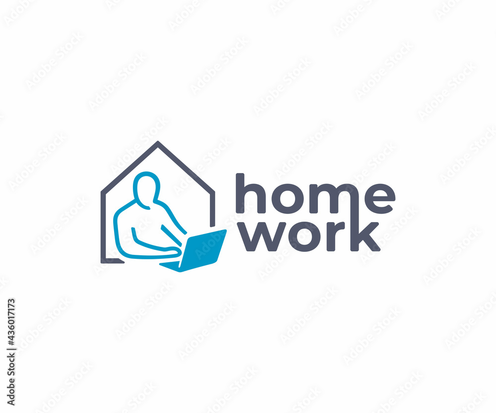 Home office logo design. Remote employee vector design. Home working  logotype Stock-Vektorgrafik | Adobe Stock