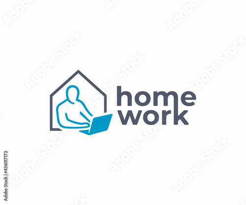 Home office logo design. Remote employee vector design. Home working logotype