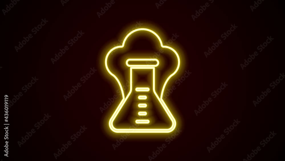 Glowing neon line Chemical experiment, explosion in the flask icon isolated on black background. Chemical explosion in a test tube. 4K Video motion graphic animation Glowing neon line Chemical experiment, explosion in the flask icon isolated on black background. Chemical explosion in a test tube. 4K Video motion graphic animation