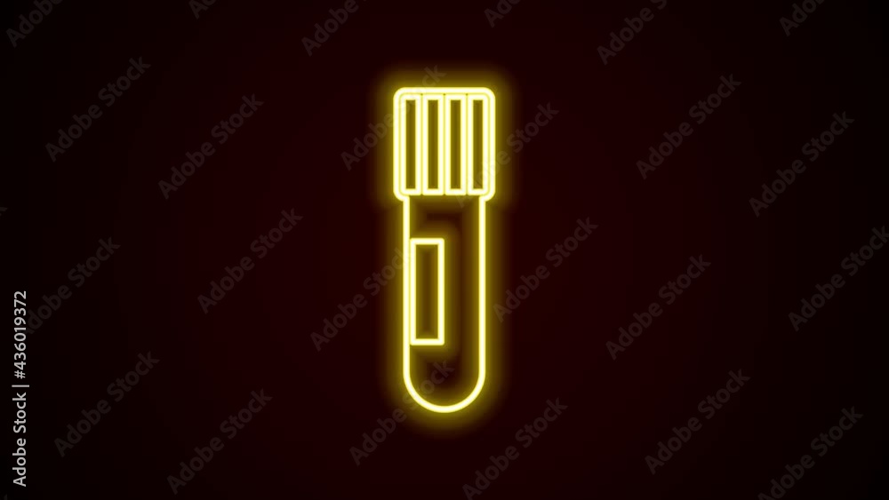 Glowing neon line Test tube and flask chemical laboratory test icon isolated on black background. Laboratory glassware sign. 4K Video motion graphic animation Glowing neon line Test tube and flask chemical laboratory test icon isolated on black background. Laboratory glassware sign. 4K Video motion graphic animation