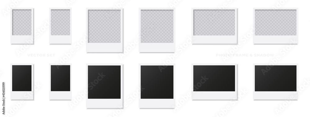 A set of frames from a photograph with shadows. Vintage photo frames template. Vector isolated elements. A set of frames from a photograph with shadows. Vintage photo frames template. Vector isolated elements.