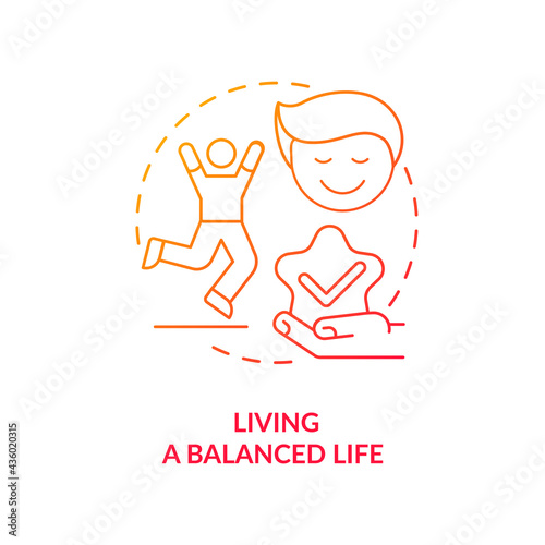 Living a balanced life concept icon. Addiction recovery steps. Creating healthy everyday habits. Body treatment abstract idea thin line illustration. Vector isolated outline color drawing