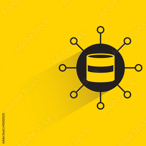 database and linking network on yellow background