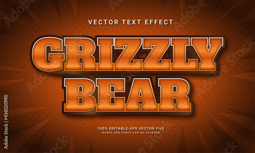 Grizzly bear 3d text style effect themed wild of life