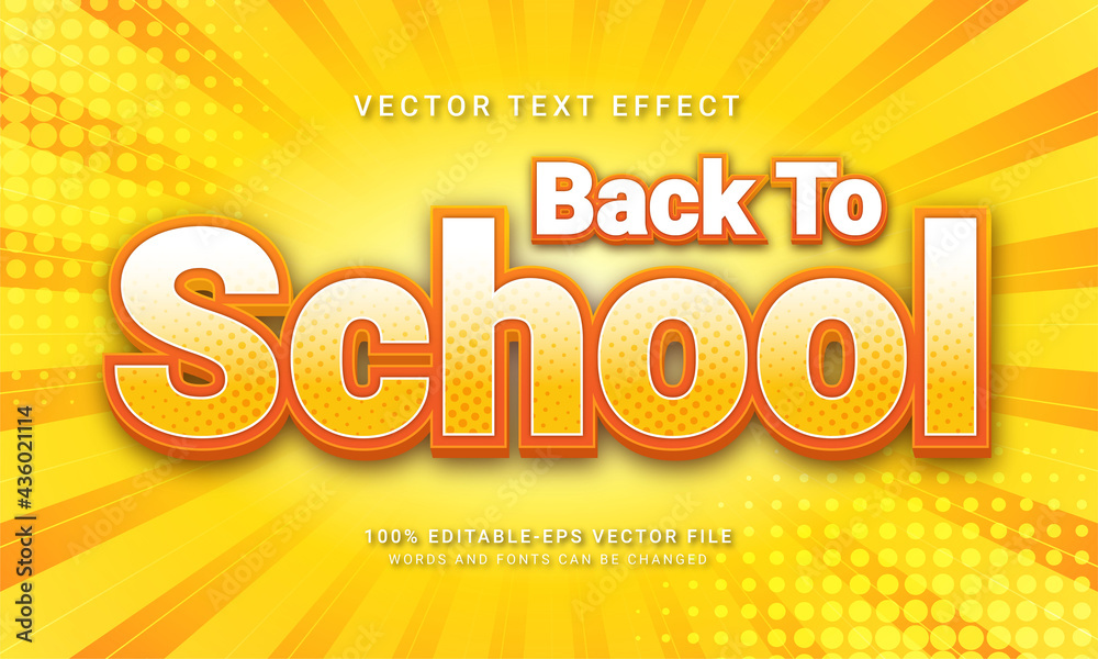 Back to School 3d text style effect themed education