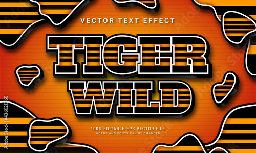 Tiger wild 3d text style effect themed animals wild life