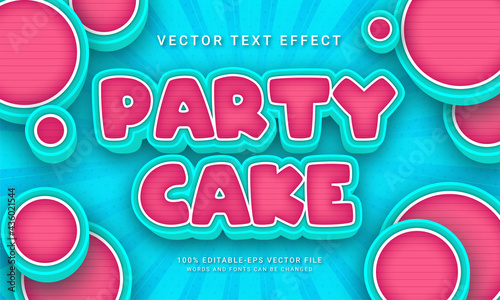 Party cake text style effect themed food cake menu