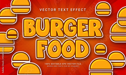 Burger food 3d text style effect themed food menu