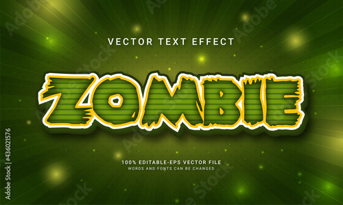 Zombie 3d text style effect themed monster