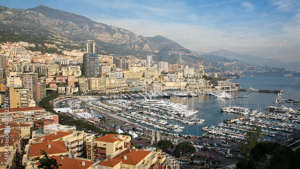 Beautiful yacht bay in the capital of Monaco, Monte Carlo