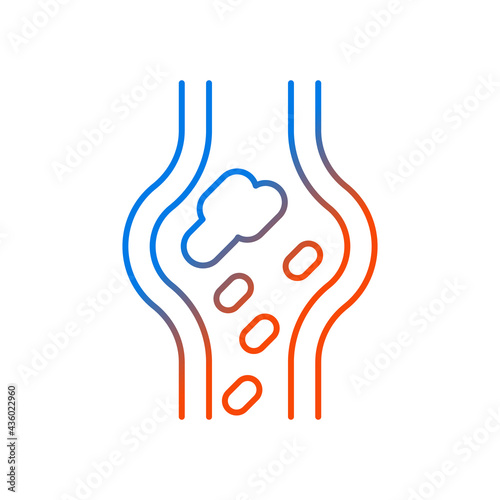 Blood clots gradient linear vector icon. Cardiovascular circulation problem. Disease symptom. Health care. Thin line color symbols. Modern style pictogram. Vector isolated outline drawing