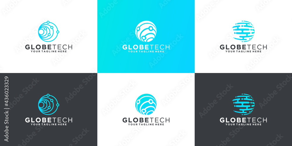 Fototapeta premium Set of abstract globe logo design template