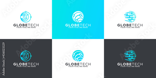 Set of abstract globe logo design template