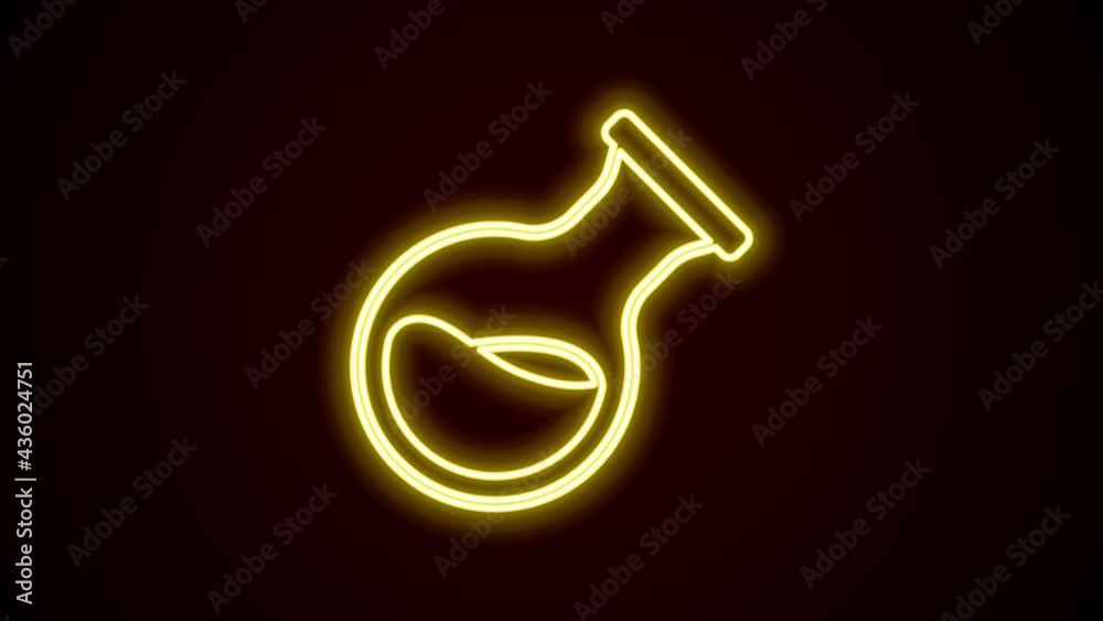 Glowing neon line Test tube and flask chemical laboratory test icon isolated on black background. Laboratory glassware sign. 4K Video motion graphic animation Glowing neon line Test tube and flask chemical laboratory test icon isolated on black background. Laboratory glassware sign. 4K Video motion graphic animation