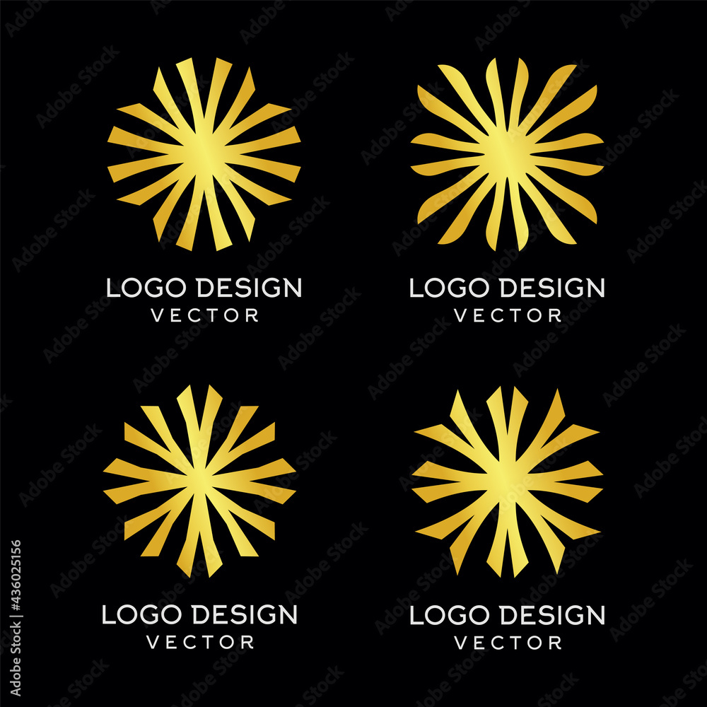 Fototapeta premium Flower Shape In Monogram Style Logo Template