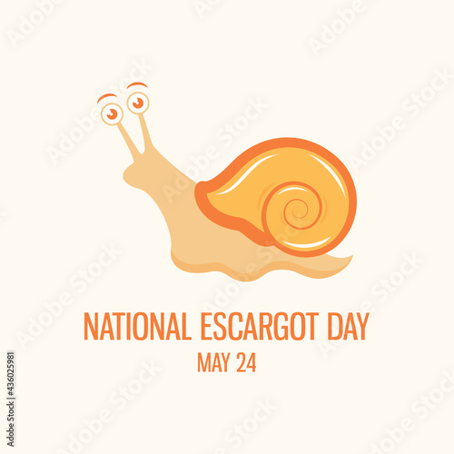 National Escargot Day vector. Cute snail cartoon character. Snail simple orange icon vector. Escargot Day Poster, May 24. Important day