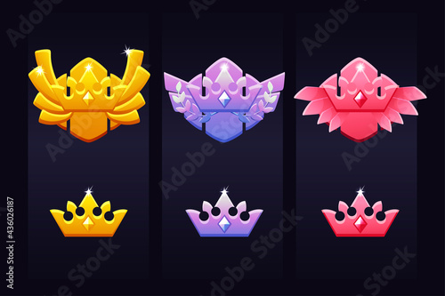 Achievement crown for the game, award emblems for winner.