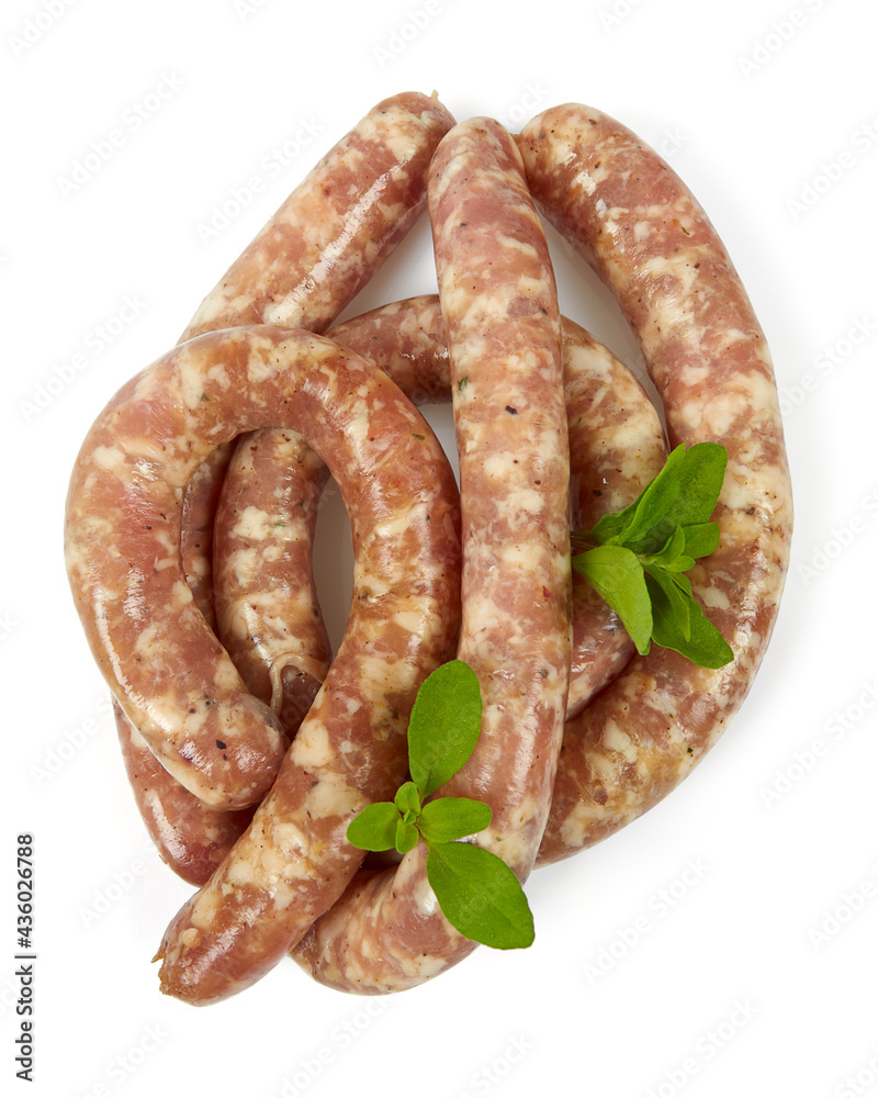 raw sausages isolated on white background raw sausages isolated on white background