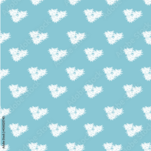 Abstract white patterns on a turquoise background, seamless pattern. Minimalistic style. Background for fabric, wallpaper, bedding. Vector illustration.